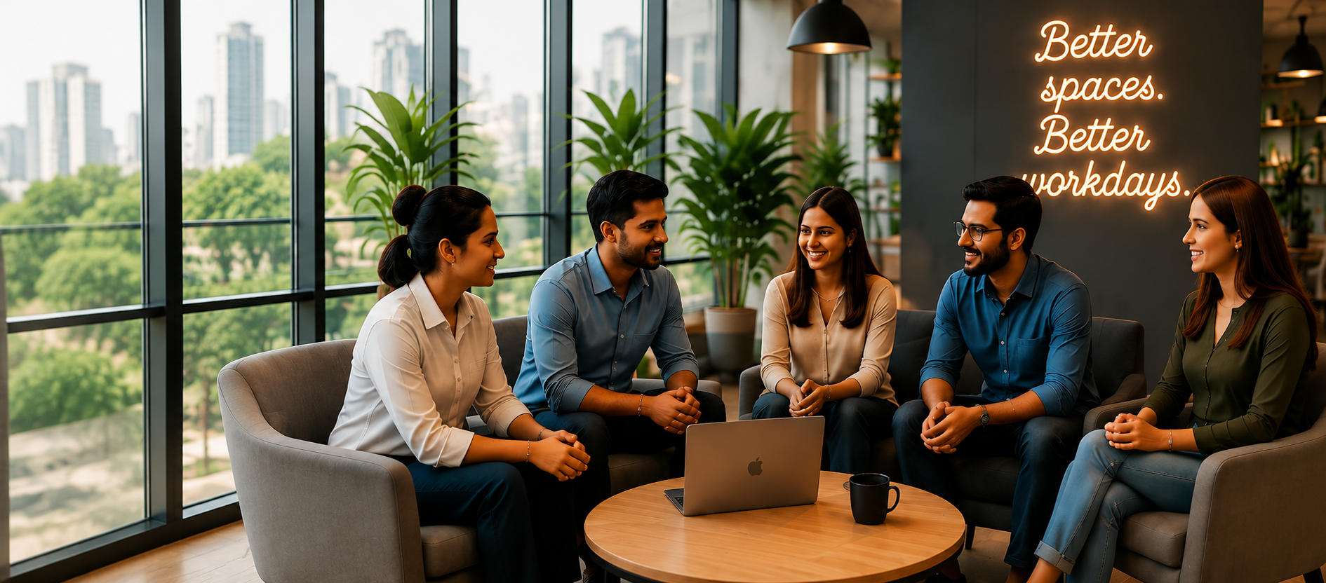 Liqa'a team collaborating in conference room
